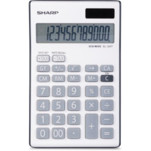 Calculatrice de bureau SHARP EL124TBGY avec écran 12 chiffres et double alimentation - Grise
