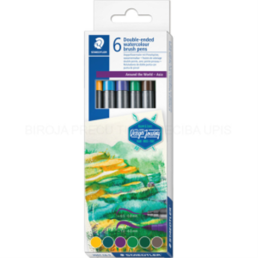 Staedtler Double ended Watercolour brush pens 6ct set, Asia