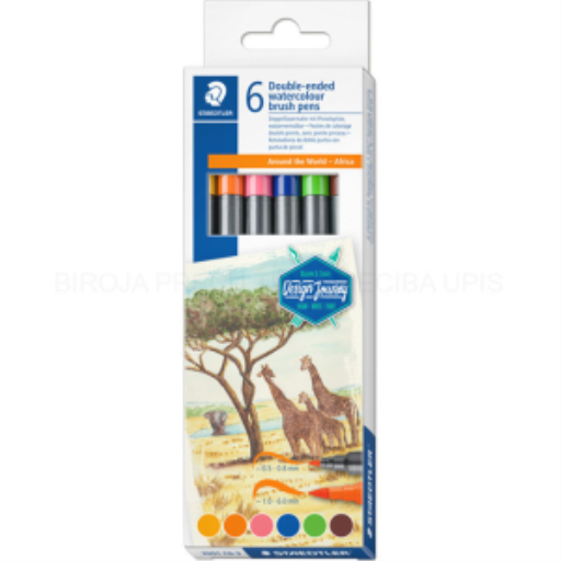 Staedtler Double ended Watercolour brush pens 6ct set, Africa