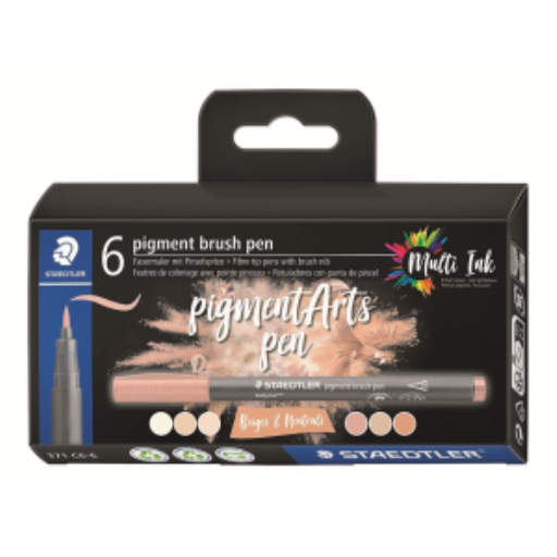 Pigment Brush Pen Beiges&Neutr 6Pcs