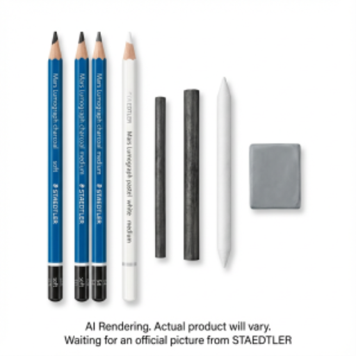 STAEDTLER Mars Lumograph Charcoal Drawing Set - 7-Piece Professional Sketching Kit with Pencils, Charcoal Sticks & Blending Stump