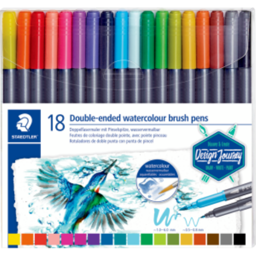 Double-ended watercol. brush 18pcs