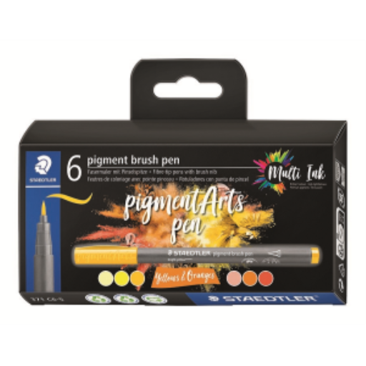 Feutre Pinceau Pigment Jaunes et Oranges, 6 pièces