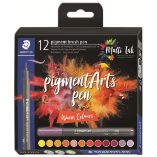 Pigment Brush Pen Warm Col 12Pcs