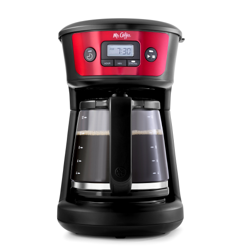 Mr. Coffee 12 Cup Programmable Coffee Maker with Strong Brew Selector, Red