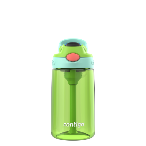 Contigo 2199279 Kids Autospout Straw Water Bottle – 14 oz Leak-Proof Cool Lime w/ Jade