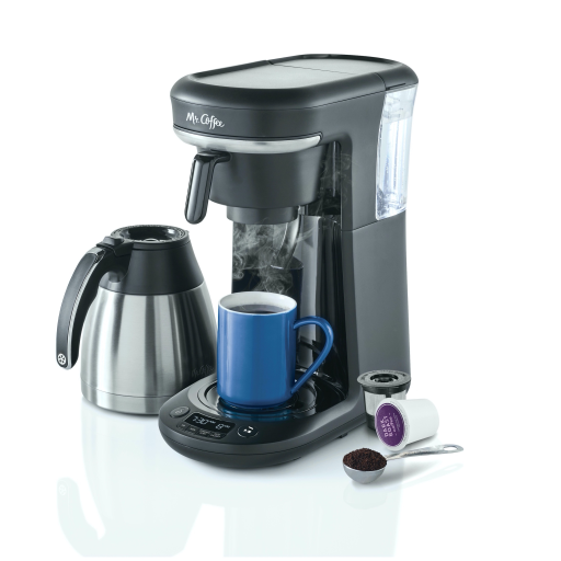 Mr. Coffee 10 Cup + Pod Thermal Coffee Maker, Space-Saving Combo Brewer