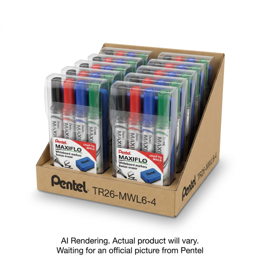 Pentel MaxiFlo 4PC Pack in a 10PC Pack Display with Bonus Erasers