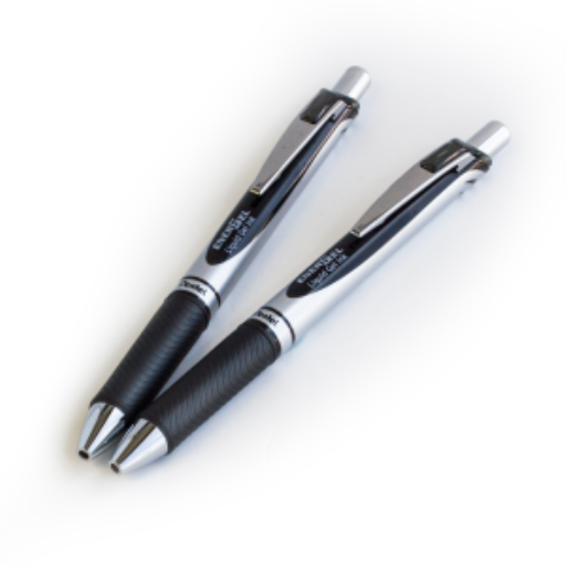 EnerGel Stylo Bille Gel Rétractable, (0,7mm) Pointe Métallique, Encre Noire, Paquet de 2