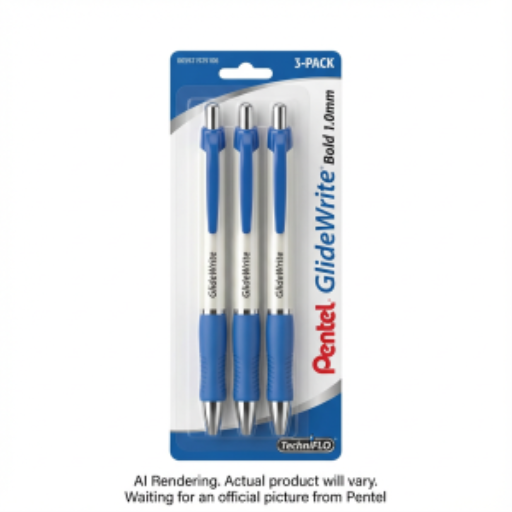 Stylo bille GlideWrite avec encre TechnIFlo, pointe large (1,0 mm), encre bleue, lot de 3