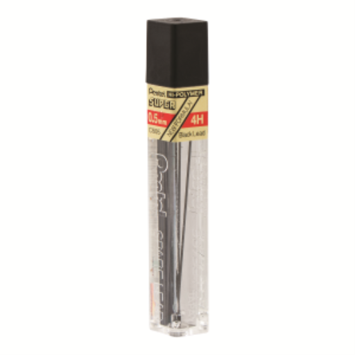 Hi-Polymer Super Lead Refill (0.5mm), 4H, 12 Leads per Tube