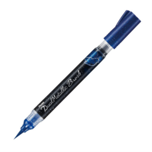 Pinceau Dual Metallic, Encre Bleu + Vert Métallisé, Lot de 1