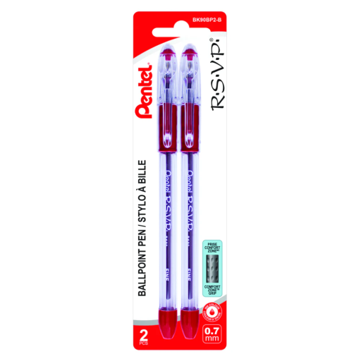 Stylo-bille R.S.V.P., (0,7 mm), encre rouge, paquet de 2