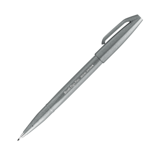 Pentel Arts Brush Sign Pen, Flexible Brush Tip, grey Ink