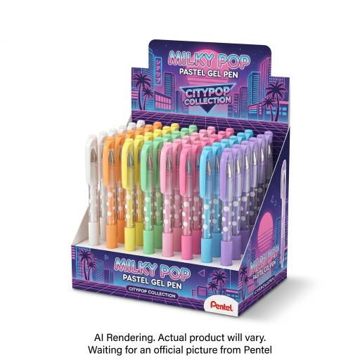 Pentel Milkypop Pastel Gel Pen (0.8mm) 4DZ Display – Citypop Theme