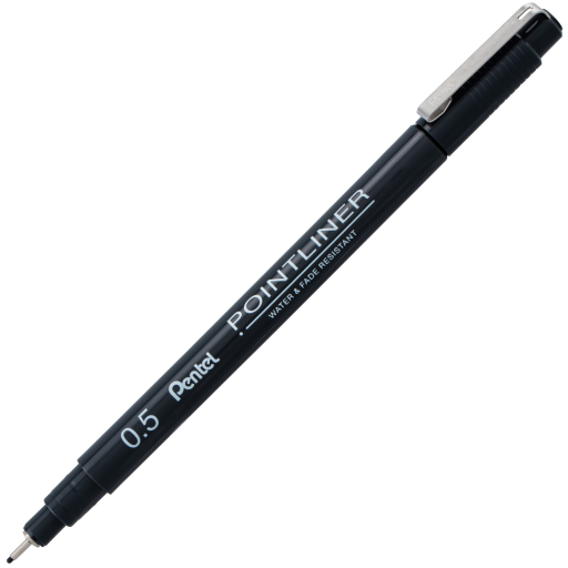 Pentel Arts Pointliner Pen, 0.5mm, Black Ink