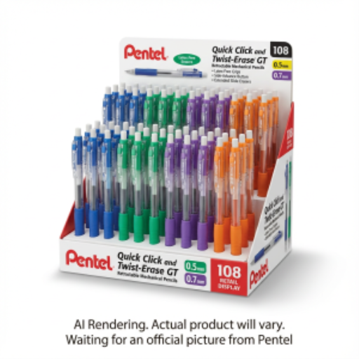 Quick Click Retractable Mechanical Pencil (0.5/0.7mm) Assorted Open Stock Display, 108PCS