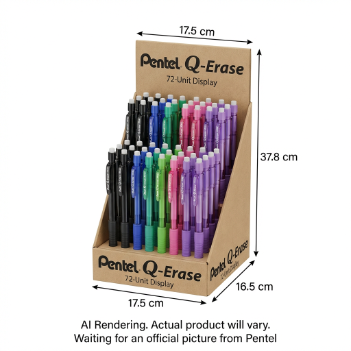Pentel Q-Erase Mechanical Pencil Mixed 0.5mm and 0.7mm 6DZ Display