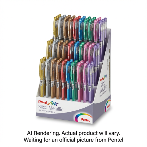 Pentel Arts Slicci Metallic 0.8mm, Assorted Colours, Open Stock Display, 108PCS