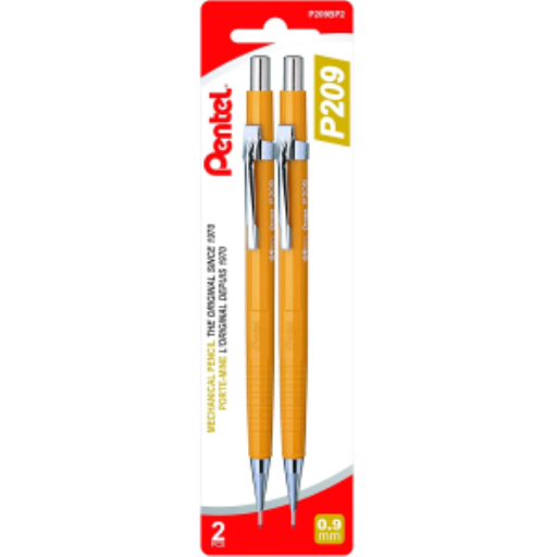 P200 Mechanical Pencil (0.9mm) 2PC Pack, Yellow Barrel