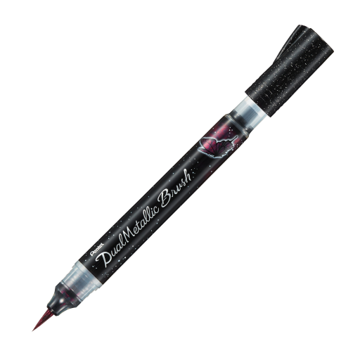 Dual Metallic Brush, Black and Metallic Red, 1PC Pack