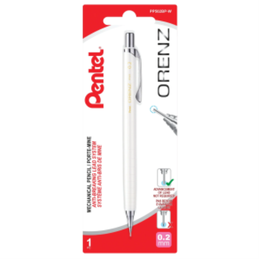 Orenz Retractable Mechanical Pencil (0.2mm) 1PC Pack, White Barrel