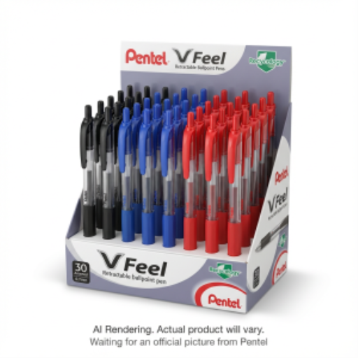 V Feel Ballpoint Pens (0.7mm) Assorted Colour Display, 30PCS