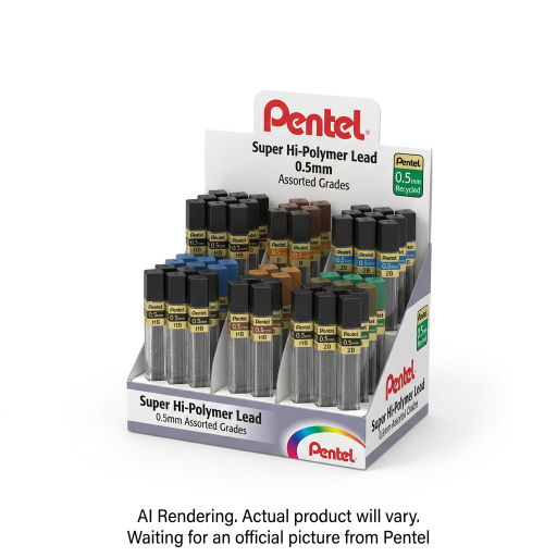 Pentel Hi-Polymer Super Lead Refill (0.5mm), 12 Leads per Tube, Assorted Display