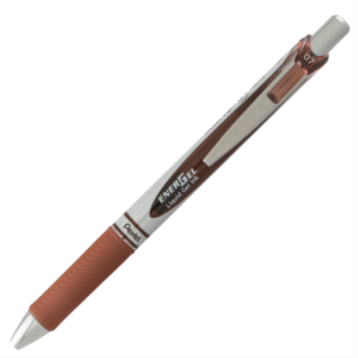 Stylo-roller rétractable à encre gel EnerGel, pointe métallique (0,7 mm), encre marron