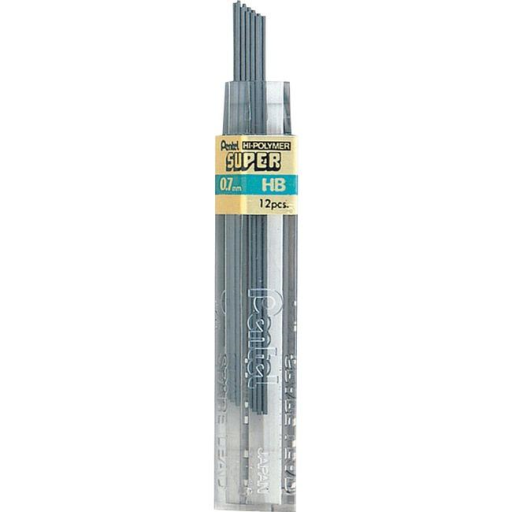 Super Hi-Polymer Lead Refill (0.7mm), HB, 12 Leads per Tube