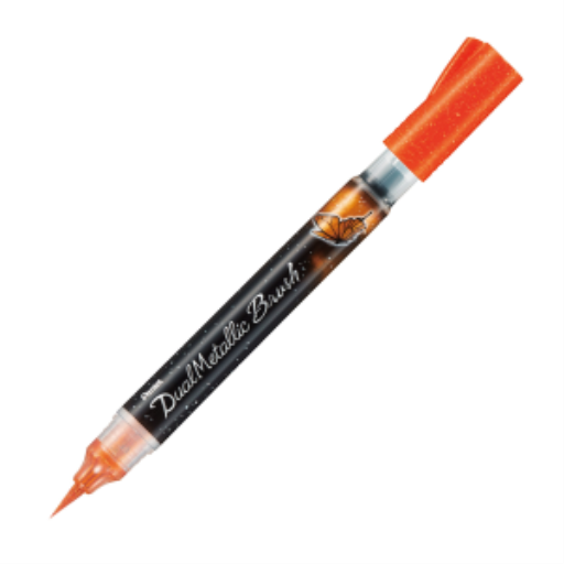 Pinceau double-mine métallique, encre orange + jaune métallique, lot de 1