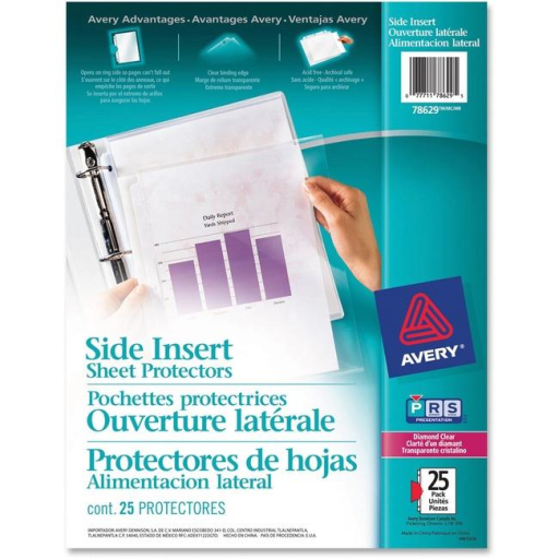 SIDE LOADING SHEET PROTECTORS, DIAMOND CLEAR, 25/PK