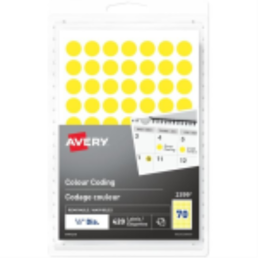 2399 Avery? Étiquettes à code couleur amovibles à écrire à la main, ?", Jaune / Amovibles