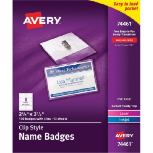 NAME BADGE KIT, CLIP STYLE, GARMENT FRIENDLY NAME TAG