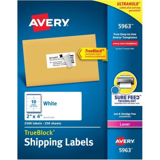 5963 WHITE, TRUEBLOCK, 4" X 2", PERMANENT,  250 SHEETS/BOX,