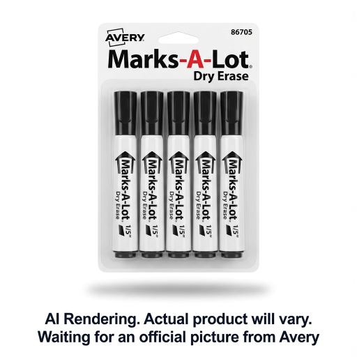 MARQUEURS POUR TABLEAU BLANC STANDARD MARKS?A?LOT, PAQUET DE 5, NOIR,