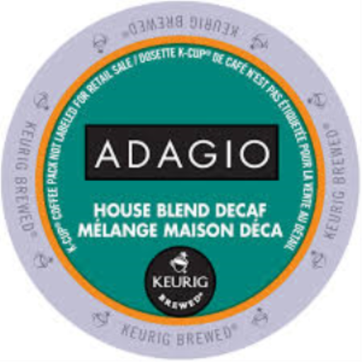 COFFEE-K CUP ADAGIO HOUSE BLEND, DECAF, MEDIUM ROAST 24/BX