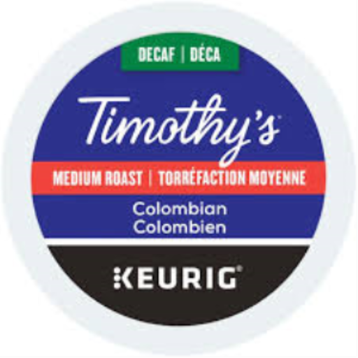 CAFÉ - TIMOTHY'S DÉCAFÉINÉ COLOMBIEN 70.8G TORRÉFACTION MOYENNE 24/BOÎTE