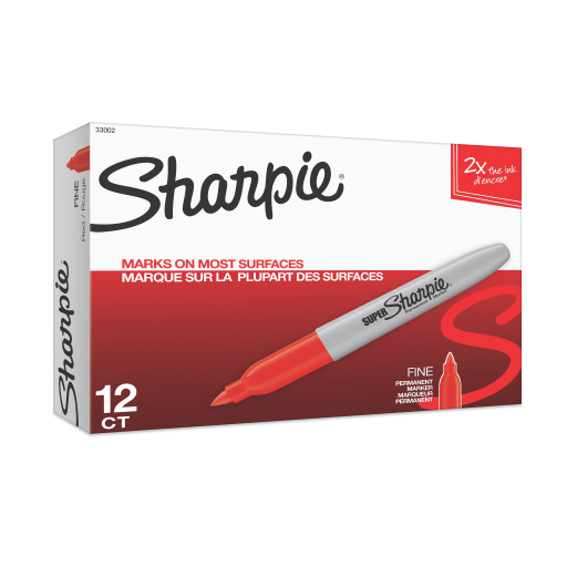 Marqueur Sharpie Super Permanent, Pointe Fine, Rouge, 1 Unité