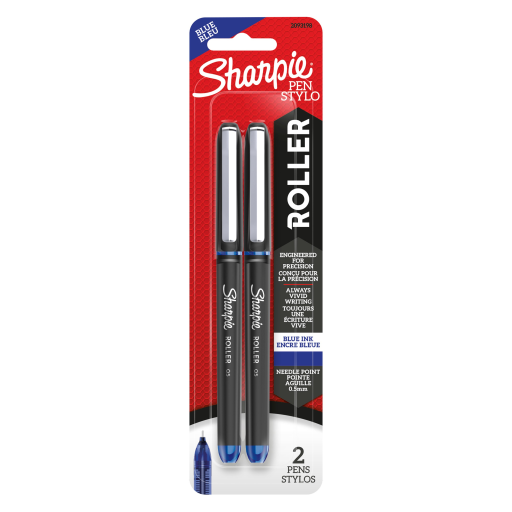 Stylo roller Sharpie, pointe fine (0,5 mm), encre bleue, lot de 2