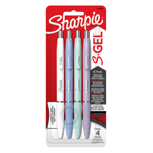 Sharpie S-Gel, couleurs tendance, pointe moyenne (0,7 mm), lot de 4