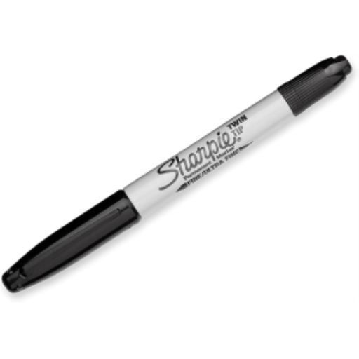 Marqueur permanent Sharpie à double pointe, fine et ultra-fine, noir, 1 unité