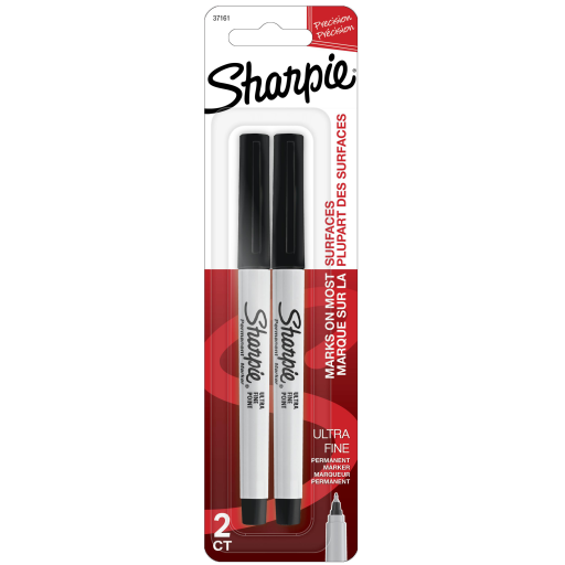 Marqueurs permanents Sharpie, Pointe ultra-fine, Noir, Lot de 2