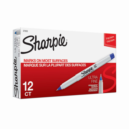 Marqueur permanent Sharpie, pointe ultra-fine, bleu, 1 unité