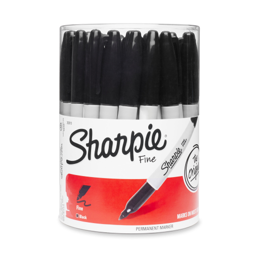 Marqueurs permanents Sharpie, marqueurs à pointe fine en tube, noir, 36 unités