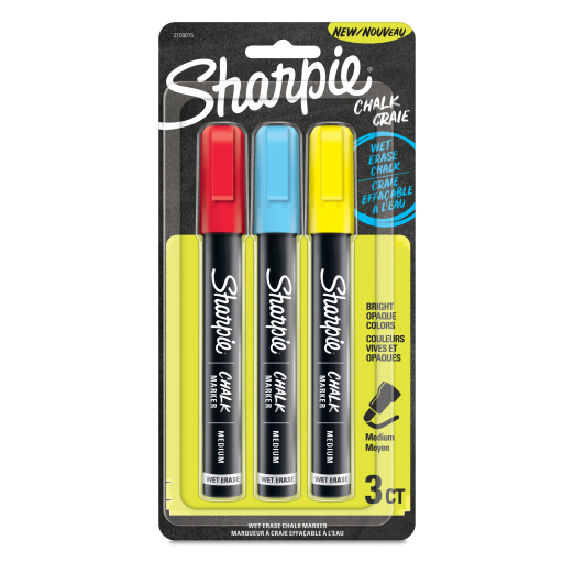Marqueurs craie Sharpie, marqueurs effaçables à l'eau, couleurs assorties, 3 unités