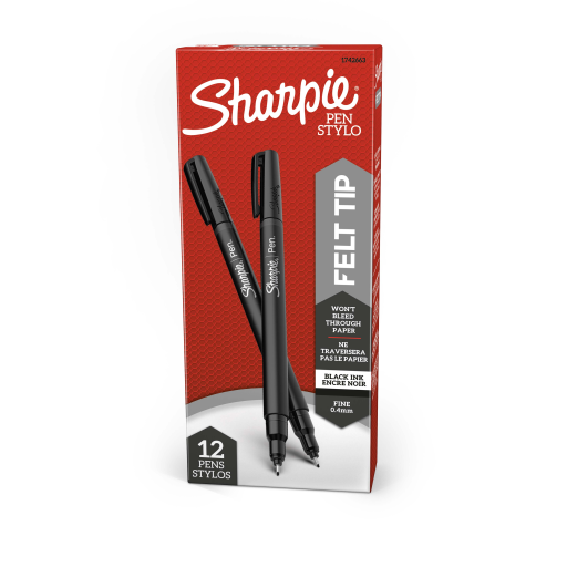 Sharpie Pen, Felt Tip, Fine Point (0.4 mm), Black, 1 Unit