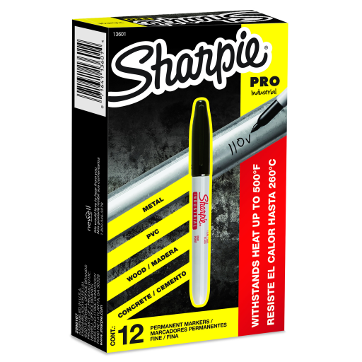 Marqueur permanent Sharpie industriel, pointe fine, noir, 1 unité
