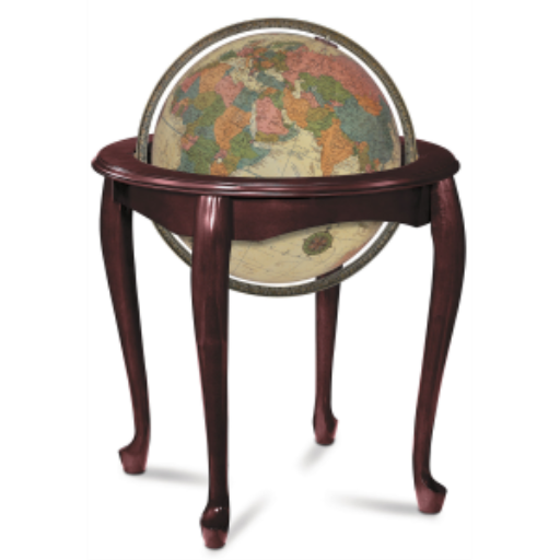 Queen Anne 16"/40.5Cm Diameter Antique Illuminated Ocean Floor Globe (English)