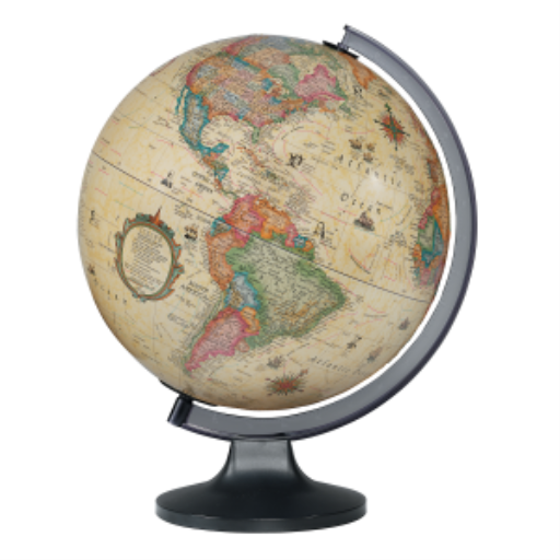 Copenhagen 12"/30Cm Diameter Antique Ocean Illuminated Desk Globe (French)
